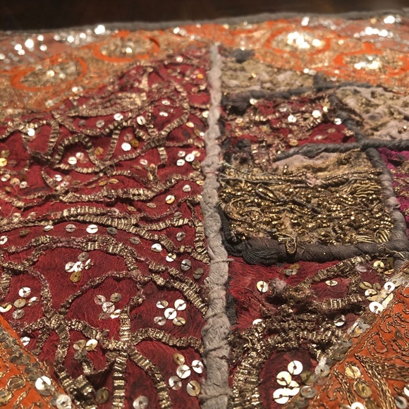 Vintage Hand Embroidered Zari Cushion Cover ♥️ - Picture 5 of 12